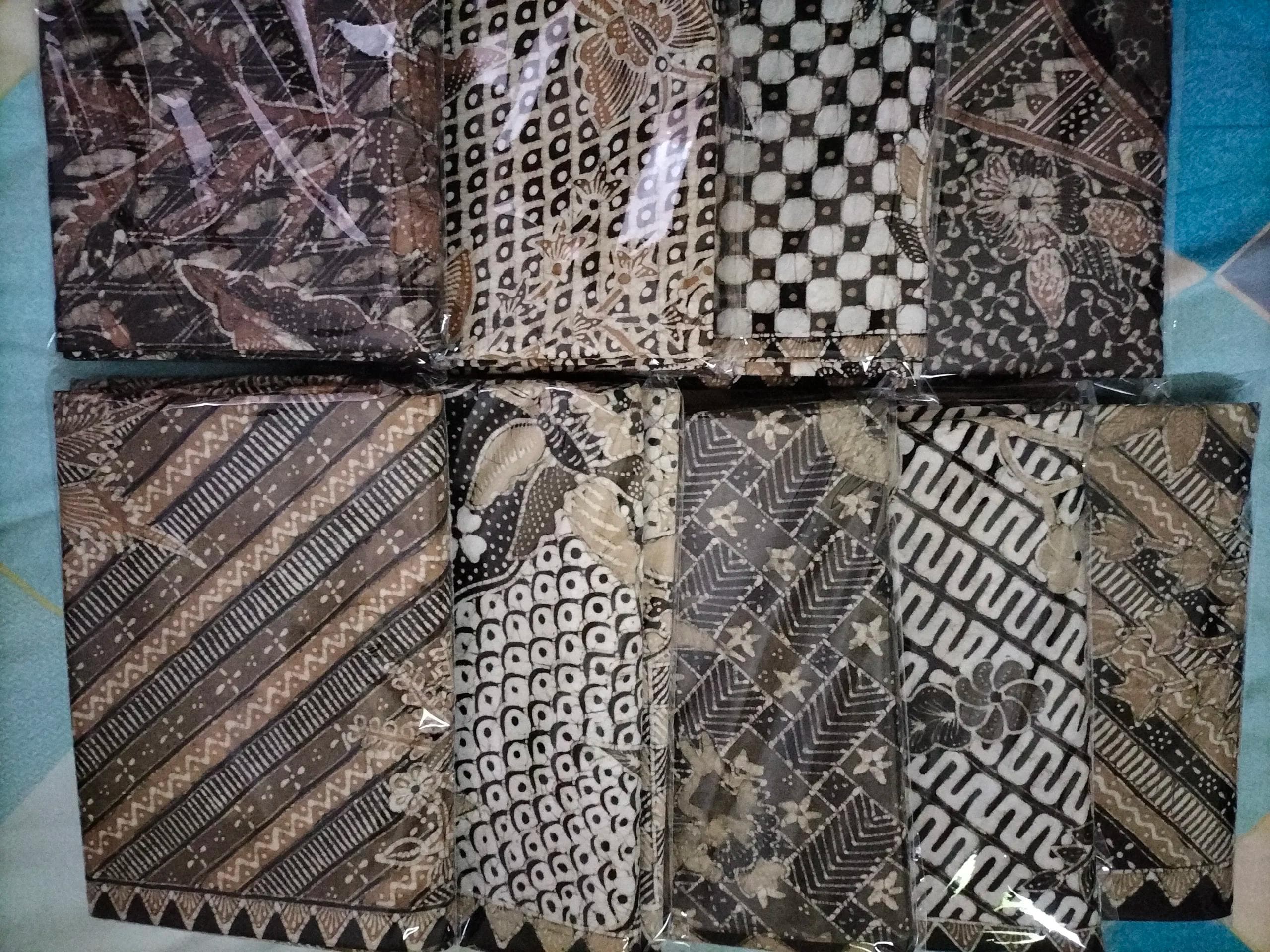 Collection of batik fabrics with various traditional patterns