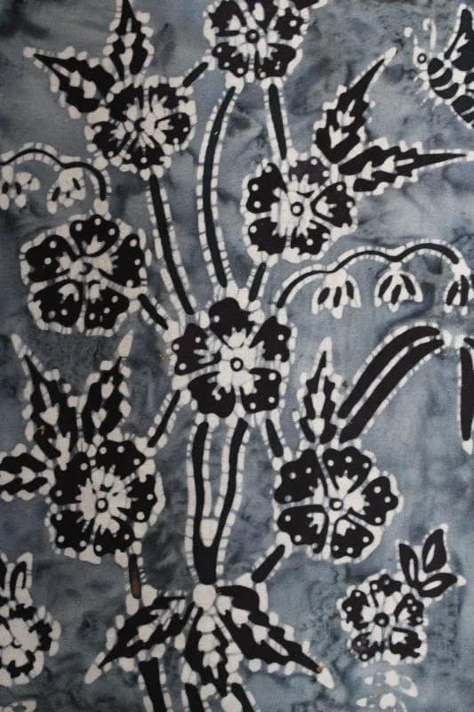 Floral batik pattern in black and grey